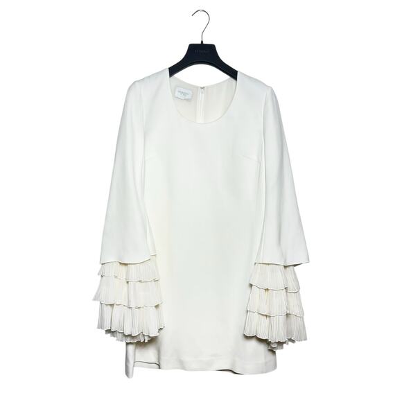 Giambattista Valli Ruffled Plissé-Silk And Cady Mini Dress 42 IT 6 US - Picture 3 of 9